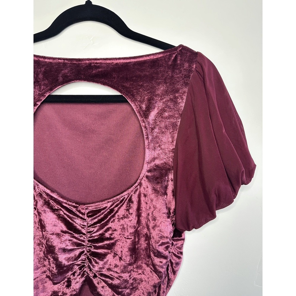 Free People Intimately Velvet Blouse Puff Sleeve Size M Romantic Coquette Whimsy - Picture 8 of 10